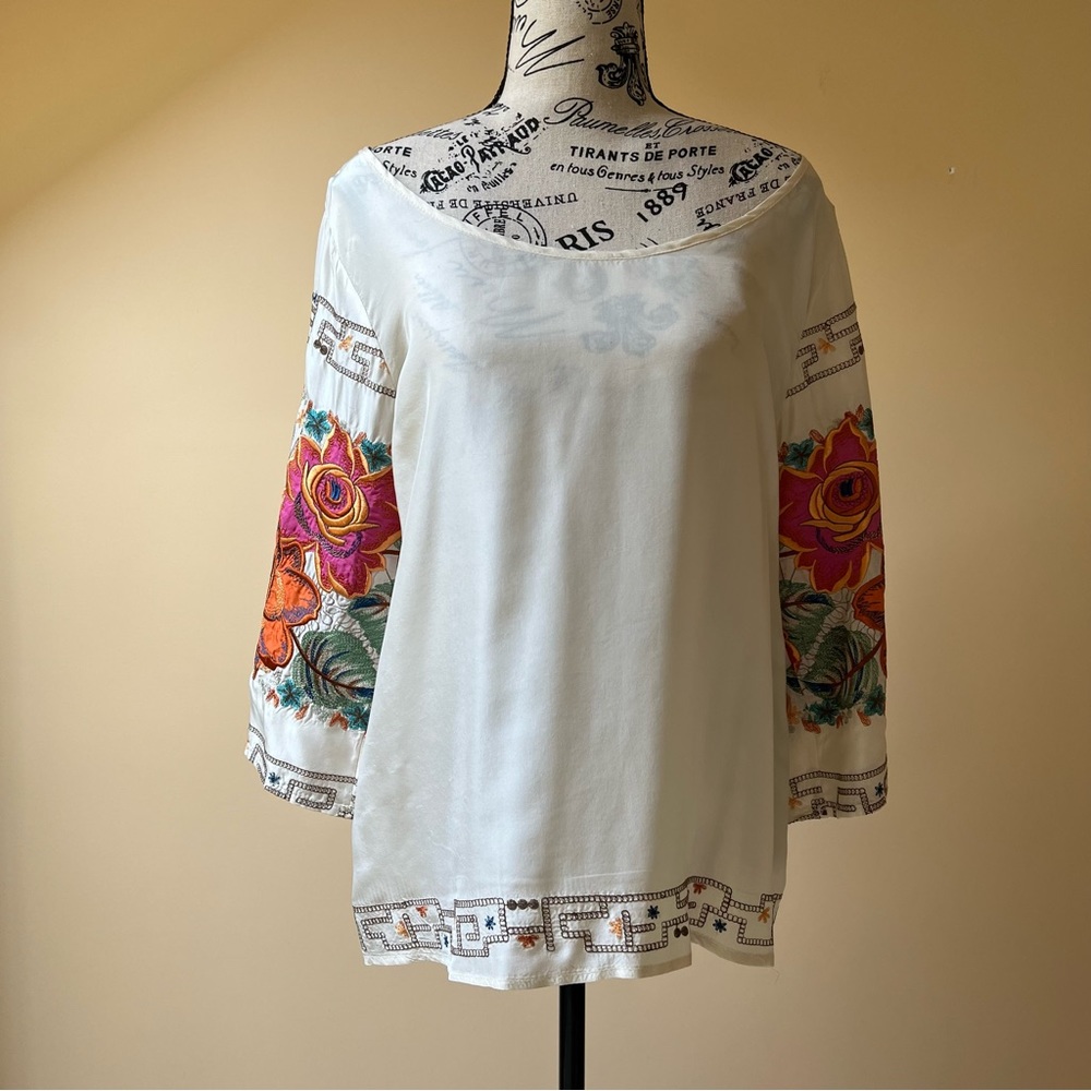 Vintage Silk Embroidered Top